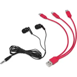 Altitude Zenia Earbuds & Tri-Cable Set Red Contents
